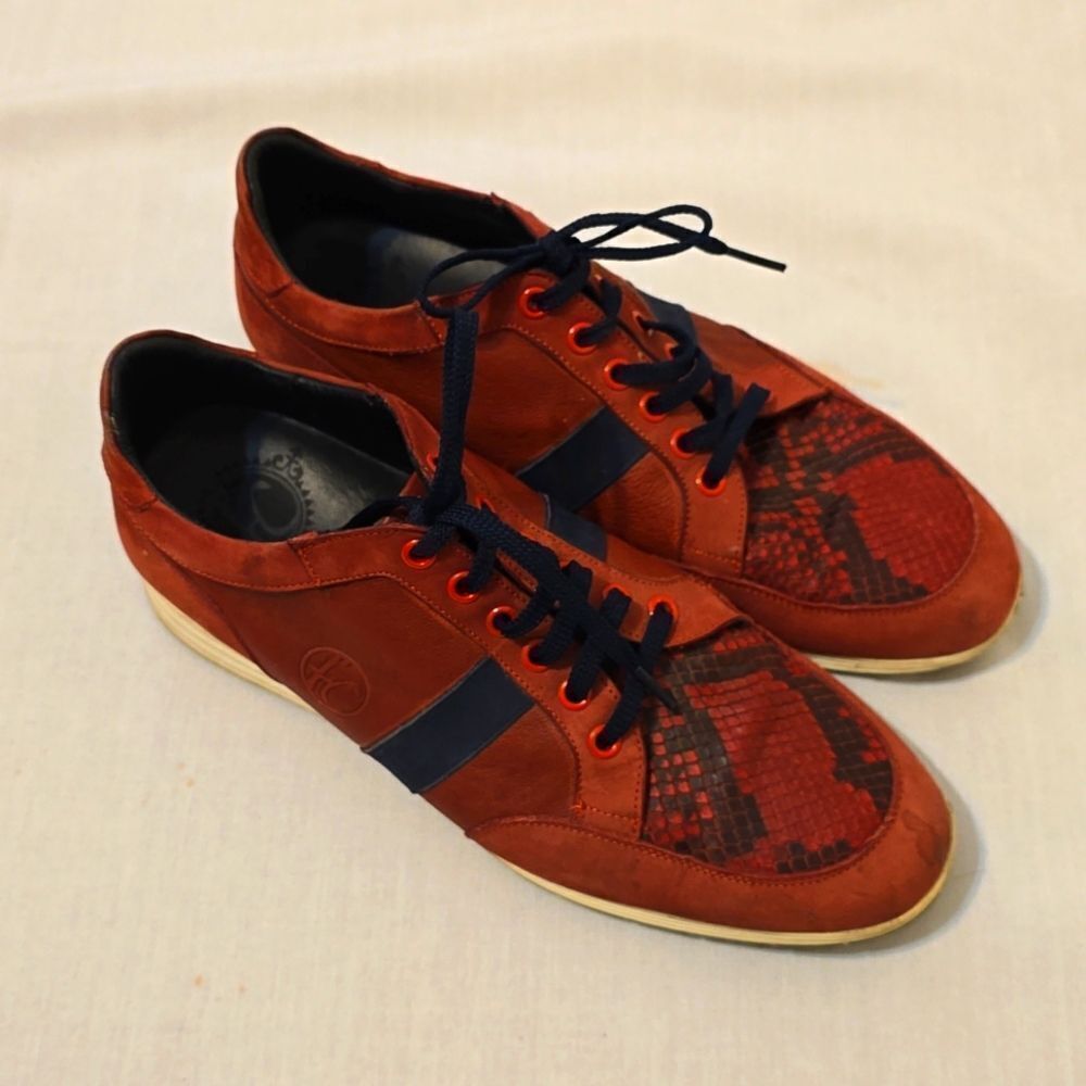 FRANCO CUADRA LEATHER SNAKE PRINT DETAILS SHOES SIZE 8(NOT LEGIBLE)